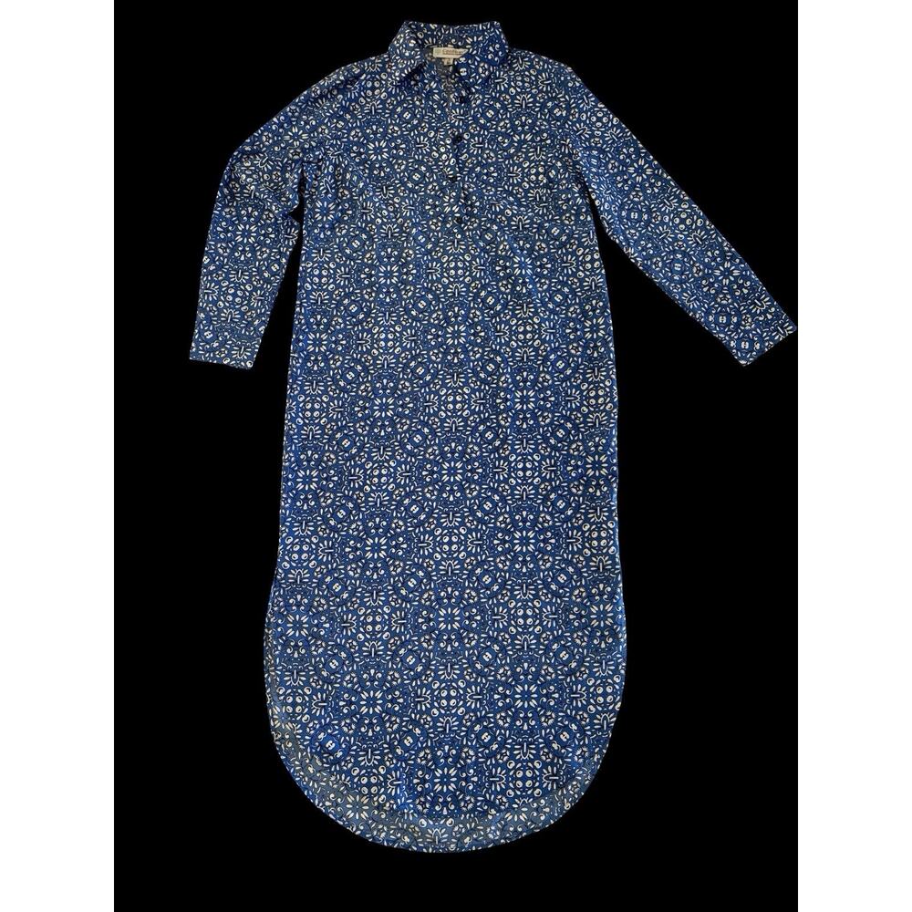 Coolibar Dress Womens S Oceanside UPF 50+ Blue White Button Down Floral